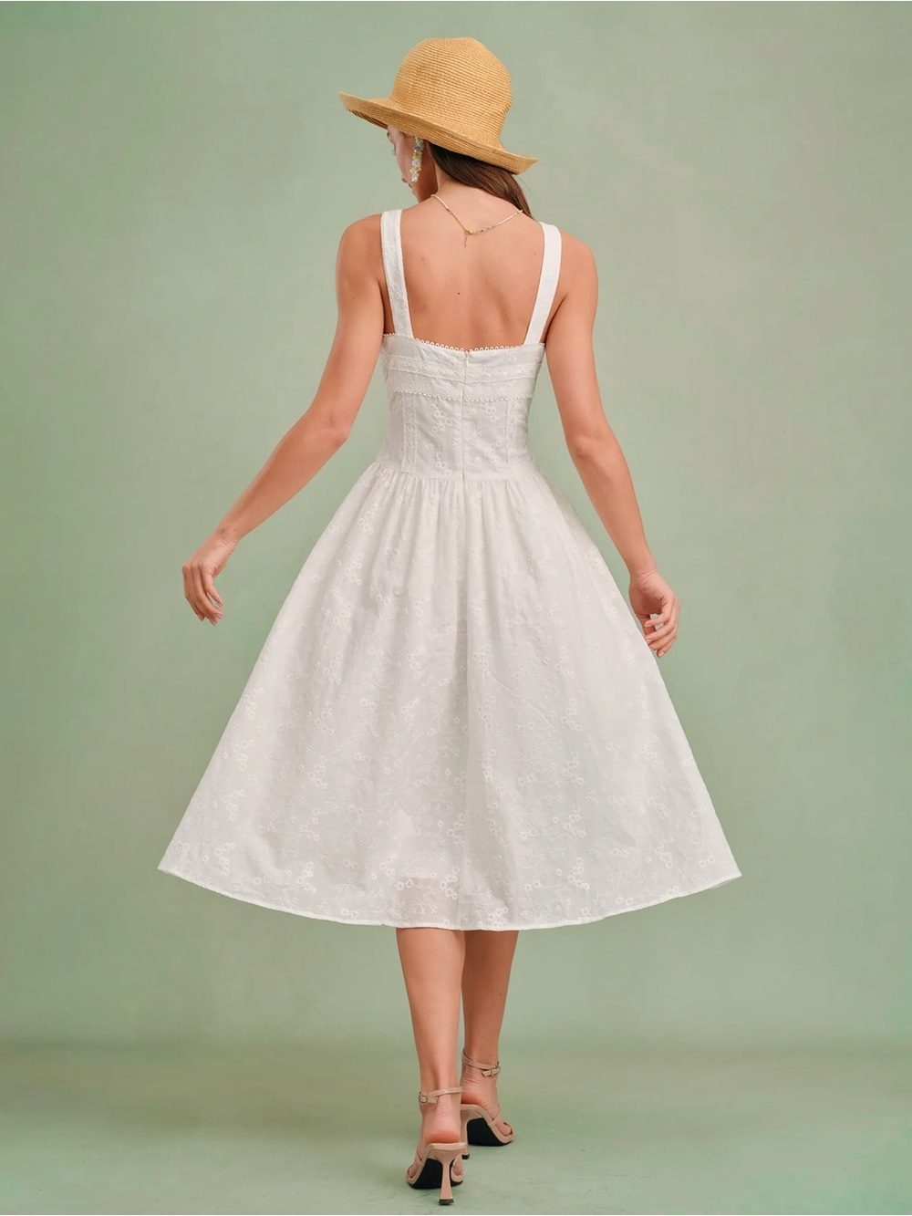 Rihoas White Square Neck Slip Midi Dress - Picture 5 of 6